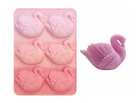 Molde silicona tricolor rosa 6 cisnes
